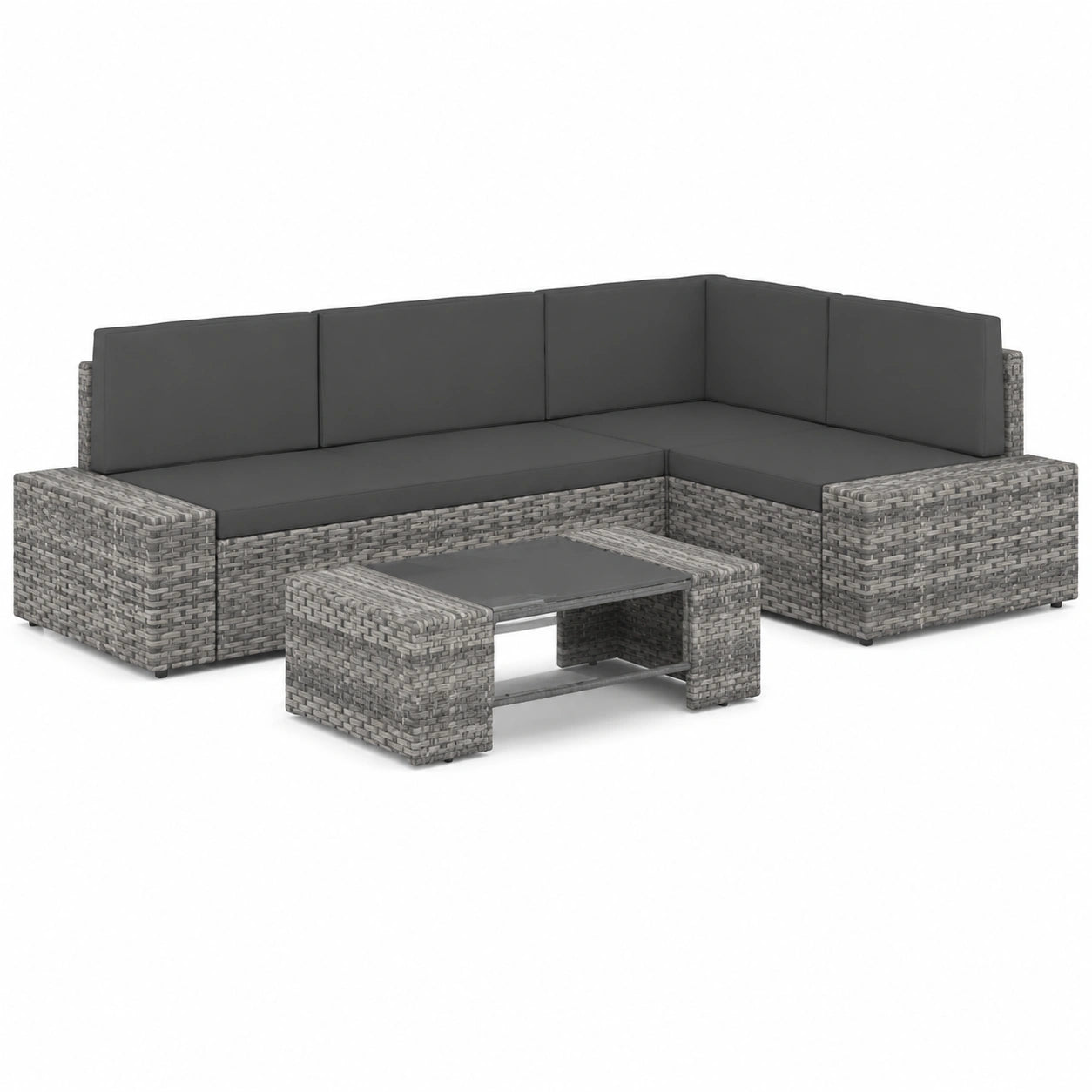 Conjunto de Muebles de Jardín 5 Piezas con Cojines en Ratán Sintético Gris