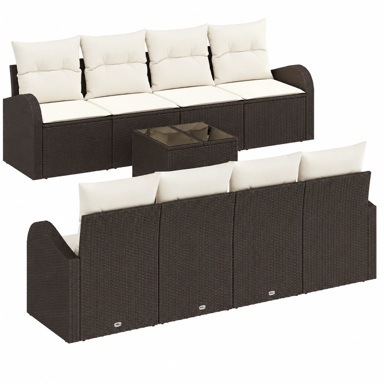 Conjunto de Sofá de Jardín 9 Piezas Rattan Sintético Marrón - Resistente al Clima y Elegante