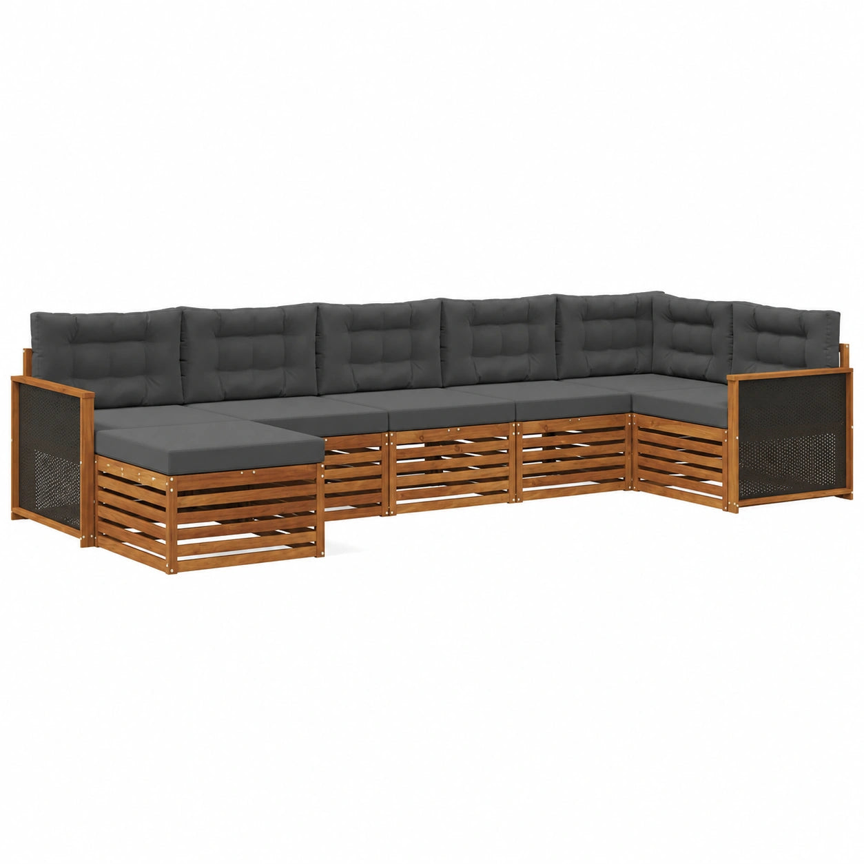 Conjunto de Sofás de Jardín 7 piezas, Natural y Antracita, Lounge Moderno Resistente al Clima