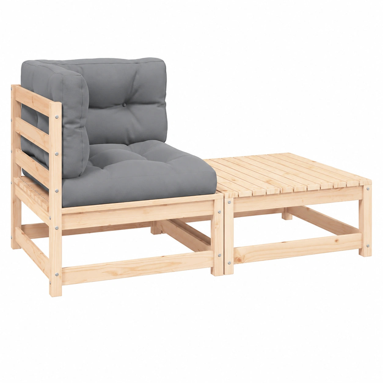 Conjunto de Muebles de Jardín de 2 Piezas con Cojines, Madera de Pino Maciza