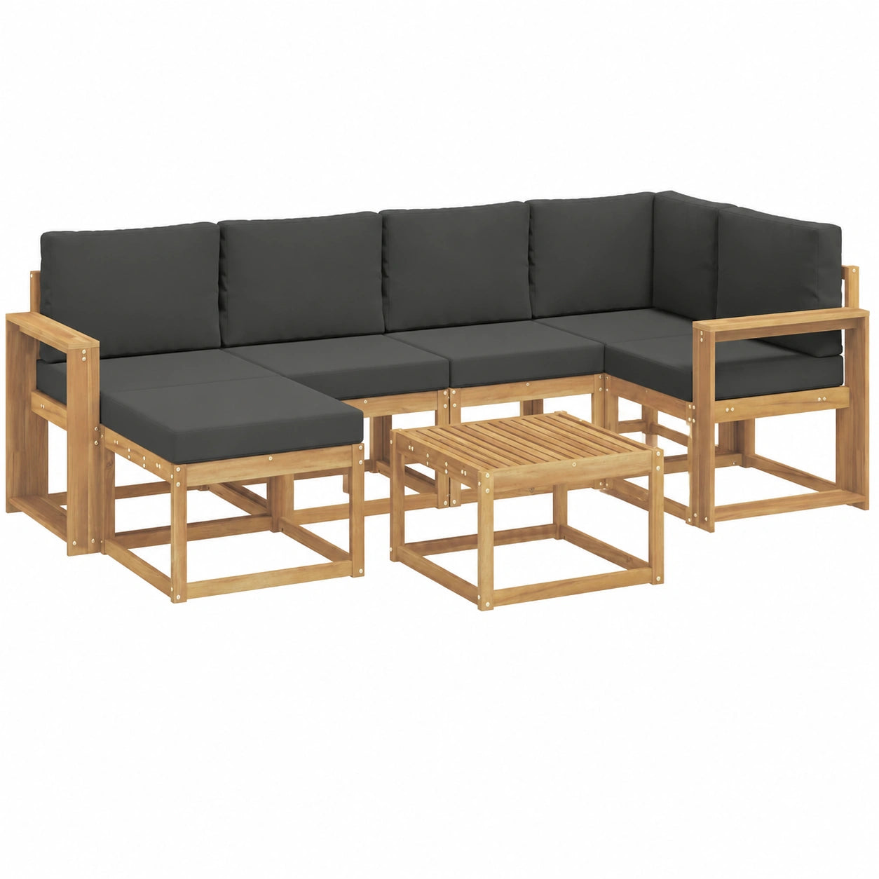 Conjunto de Sofás de Jardín 7 Piezas Blanco y Antracita, Sofá Seccional Resistente al Clima, Muebles de Exterior para Terraza