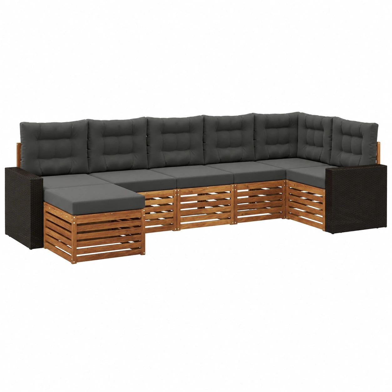 Conjunto de Muebles de Jardín 7 Piezas, Sofás Modulares Antracita y Natural, Diseño Moderno y Resistente al Clima