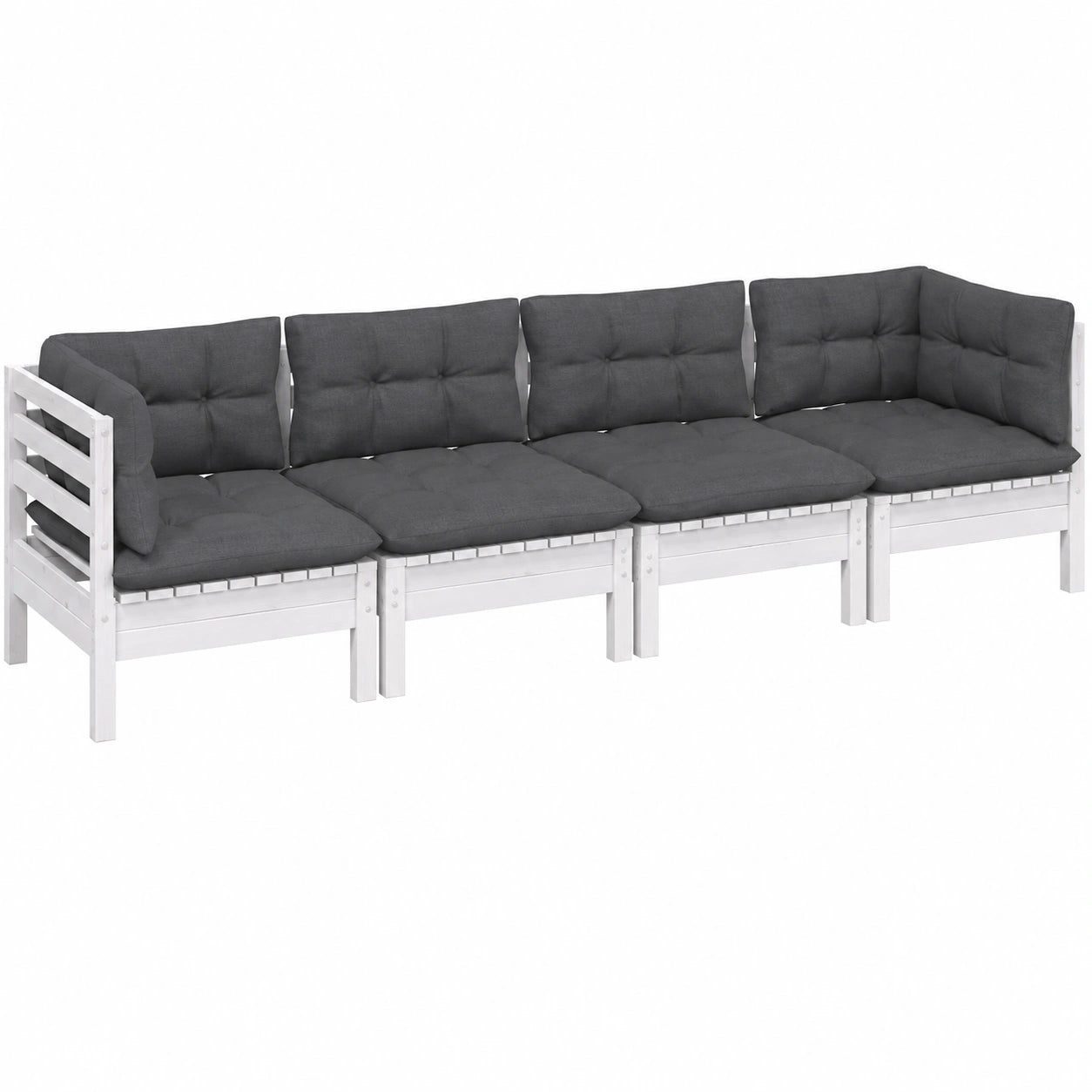 Conjunto de Muebles de Jardín 4 Piezas con Cojines, Sofá y Sillas de Madera de Pino