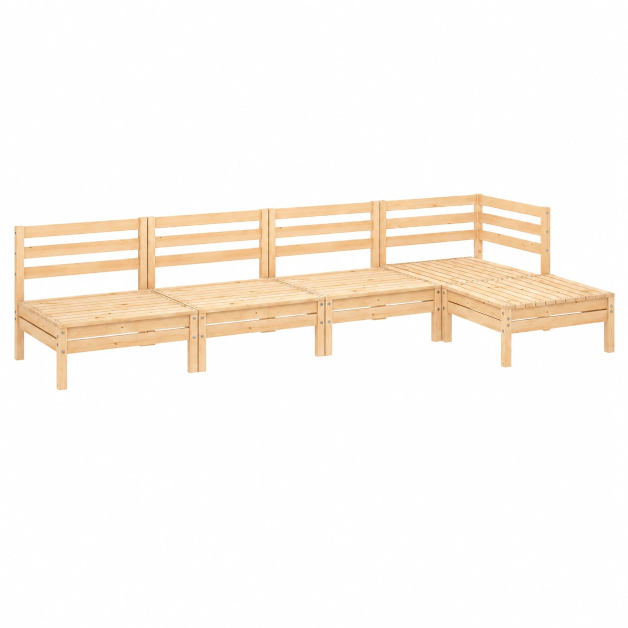 Conjunto de Muebles de Jardín 5 Piezas de Madera de Pino para Terraza