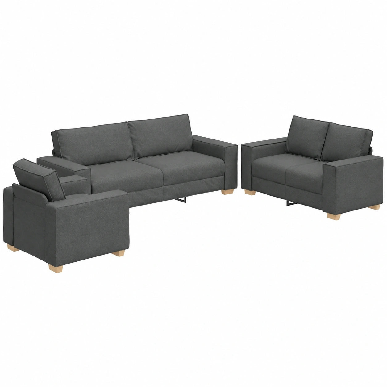 Conjunto de Sofá Modular para 6 Personas, Tela Gris Oscuro