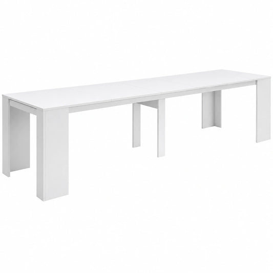 Mesa Consola Extensible Moderna Blanca para 14 Personas