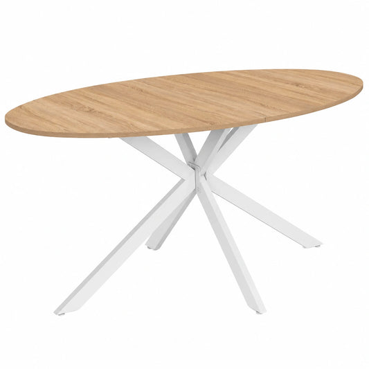 Mesa de Comedor Ovalada para 8 Personas, Diseño Moderno, Madera y Banco, 150 cm