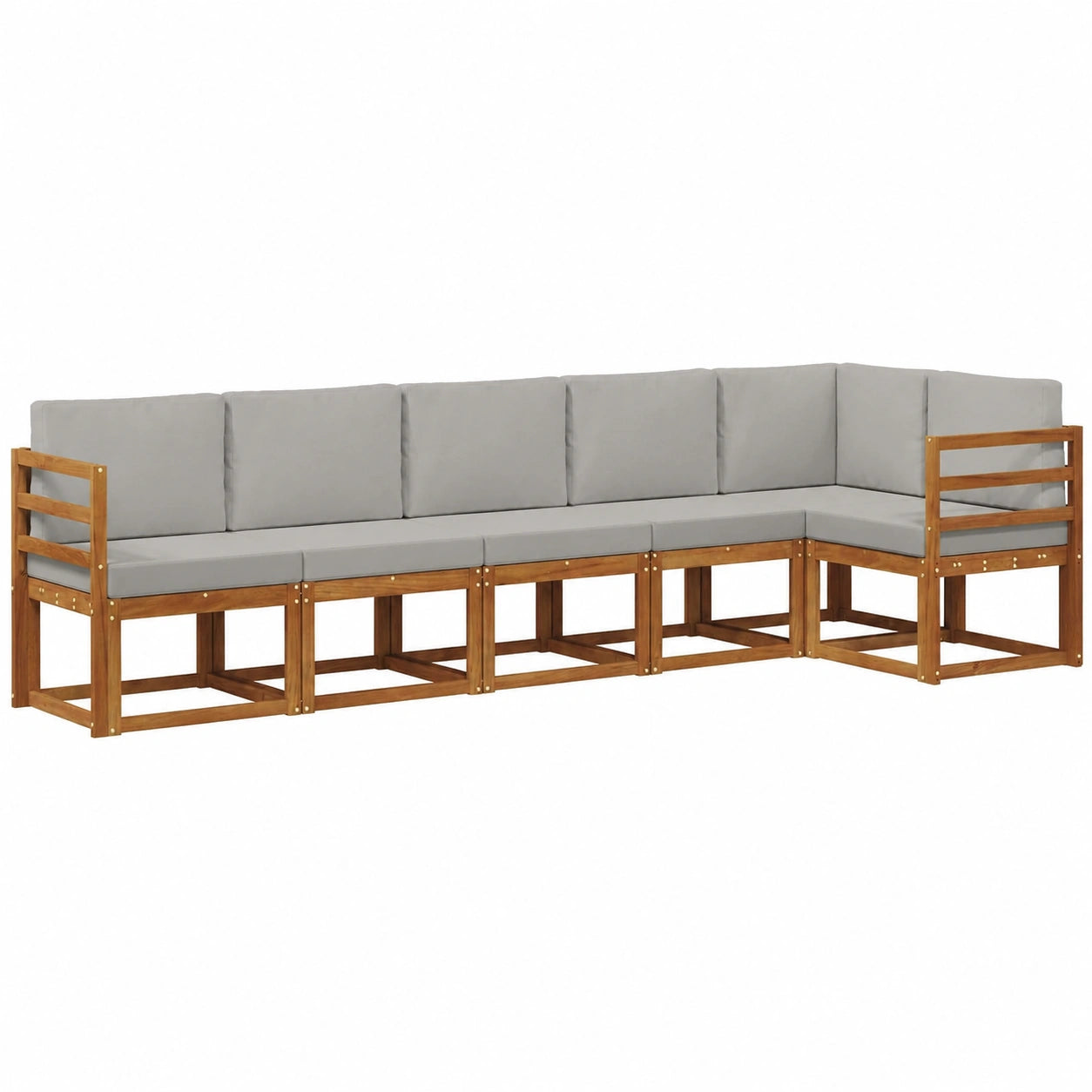 Conjunto Modular de Sofás de Jardín 6 Piezas Gris Natural, Muebles de Exterior Duraderos y Confortables