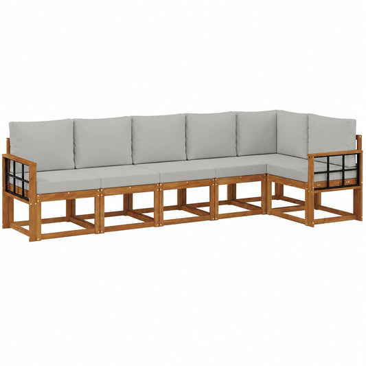 Conjunto de Sofás de Jardín Modular 6 Piezas Gris Claro para Exterior