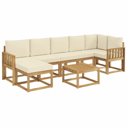 Juego de Sofás para Exterior de 8 Piezas Blanco y Crema, Sofá Seccional de Patio Moderno y Duradero