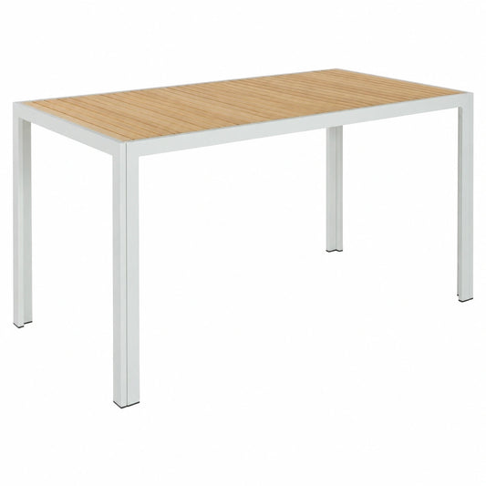 Mesa de terraza Jaida 120x70 cm, fresno y acero, moderna y resistente