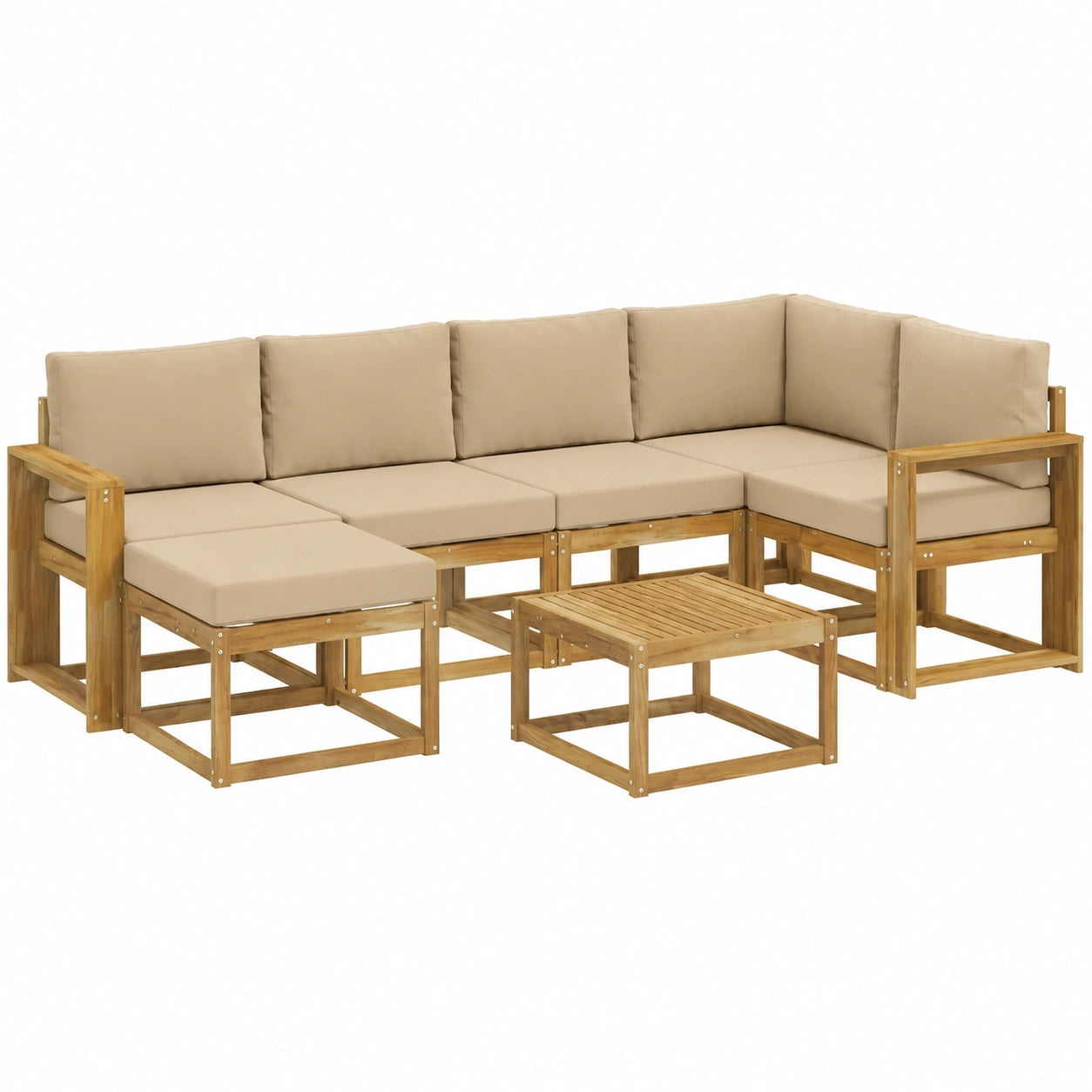 Conjunto de Sofás de Jardín 8 Piezas con Cojines Beige, Muebles de Exterior Modernos y Resistentes