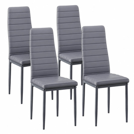Conjunto de 4 sillas de comedor modernas con patas de metal, gris