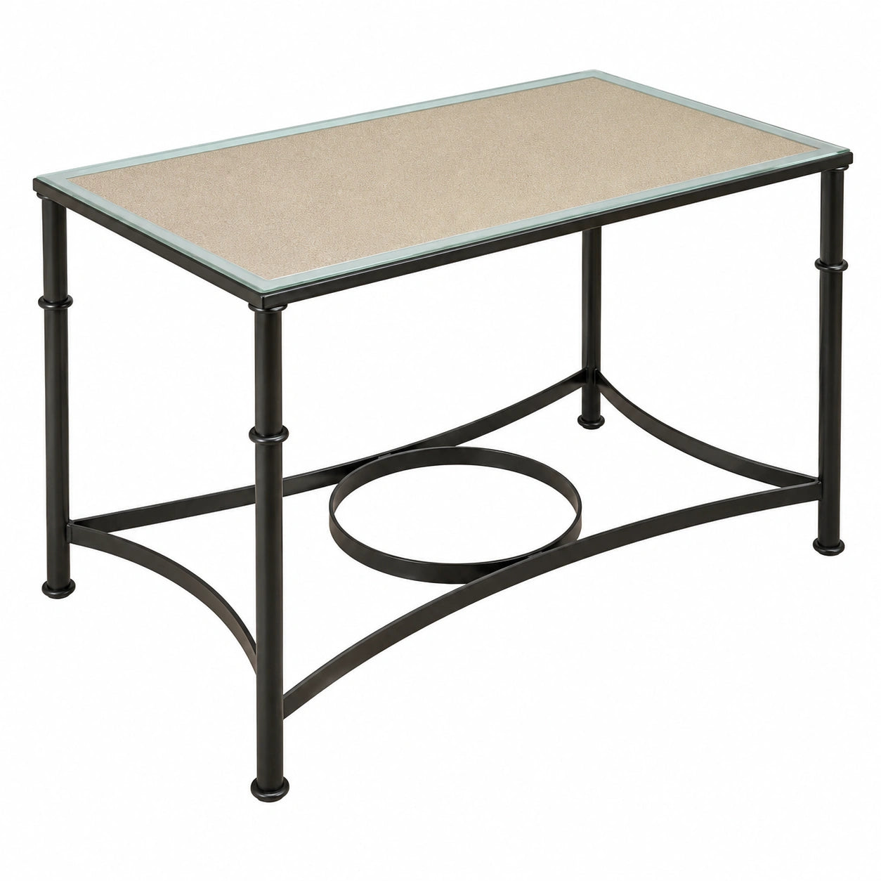 Mesa de Forja Ajustable para Interiores y Exteriores, con Cristal y Tablero, 120x70 cm, Color Negro