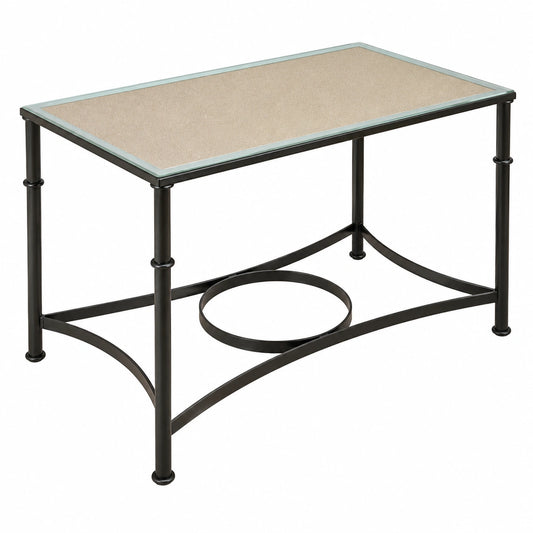 Mesa de Forja Ajustable para Interiores y Exteriores, con Cristal y Tablero, 120x70 cm, Color Negro
