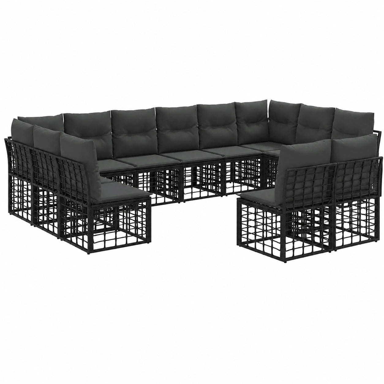 Conjunto de Sofás de Jardín 6 Piezas, Negro y Gris Oscuro, Asientos Comodidad al Aire Libre